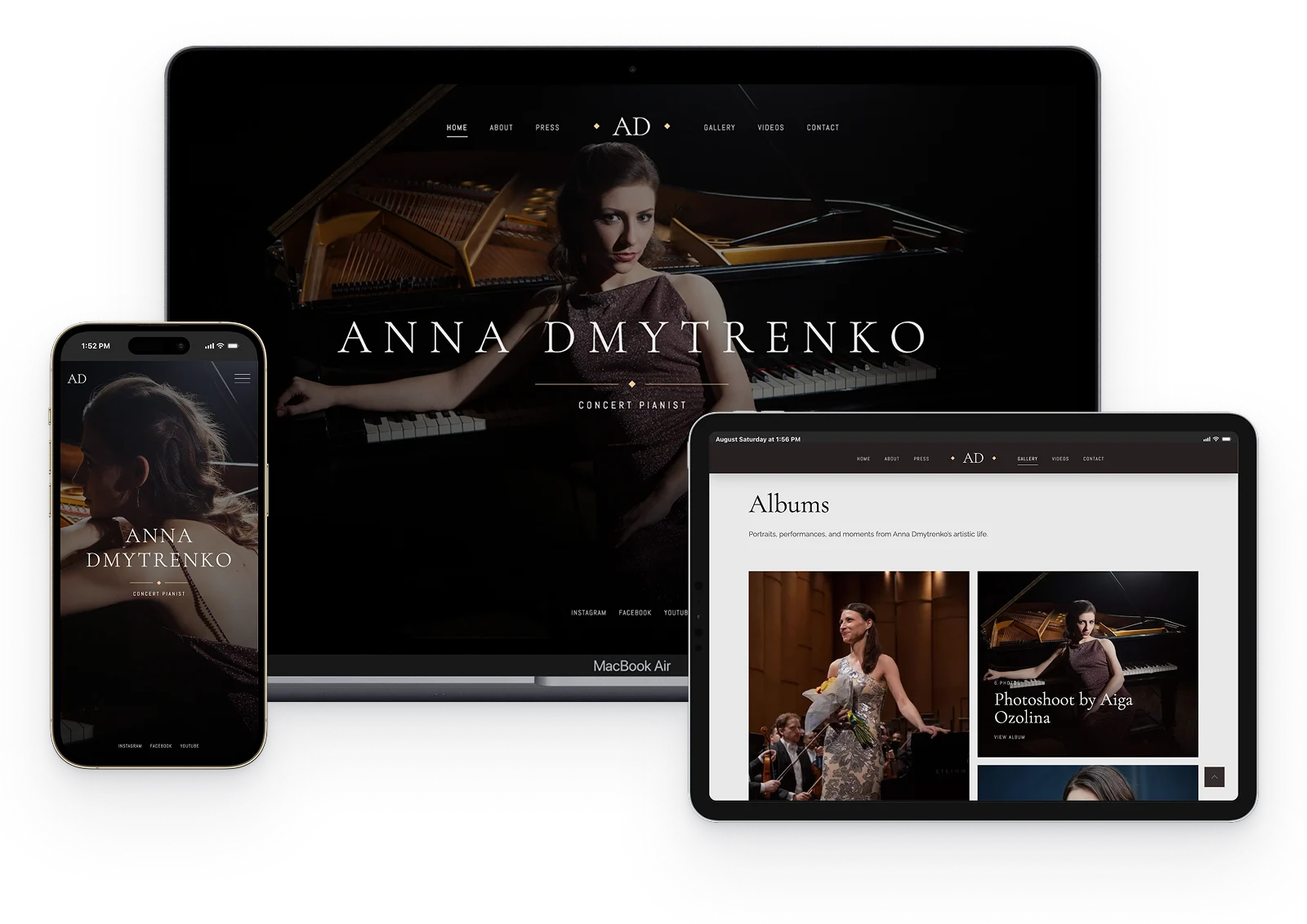 Anna Dmytrenko Concert Pianist website mockup
