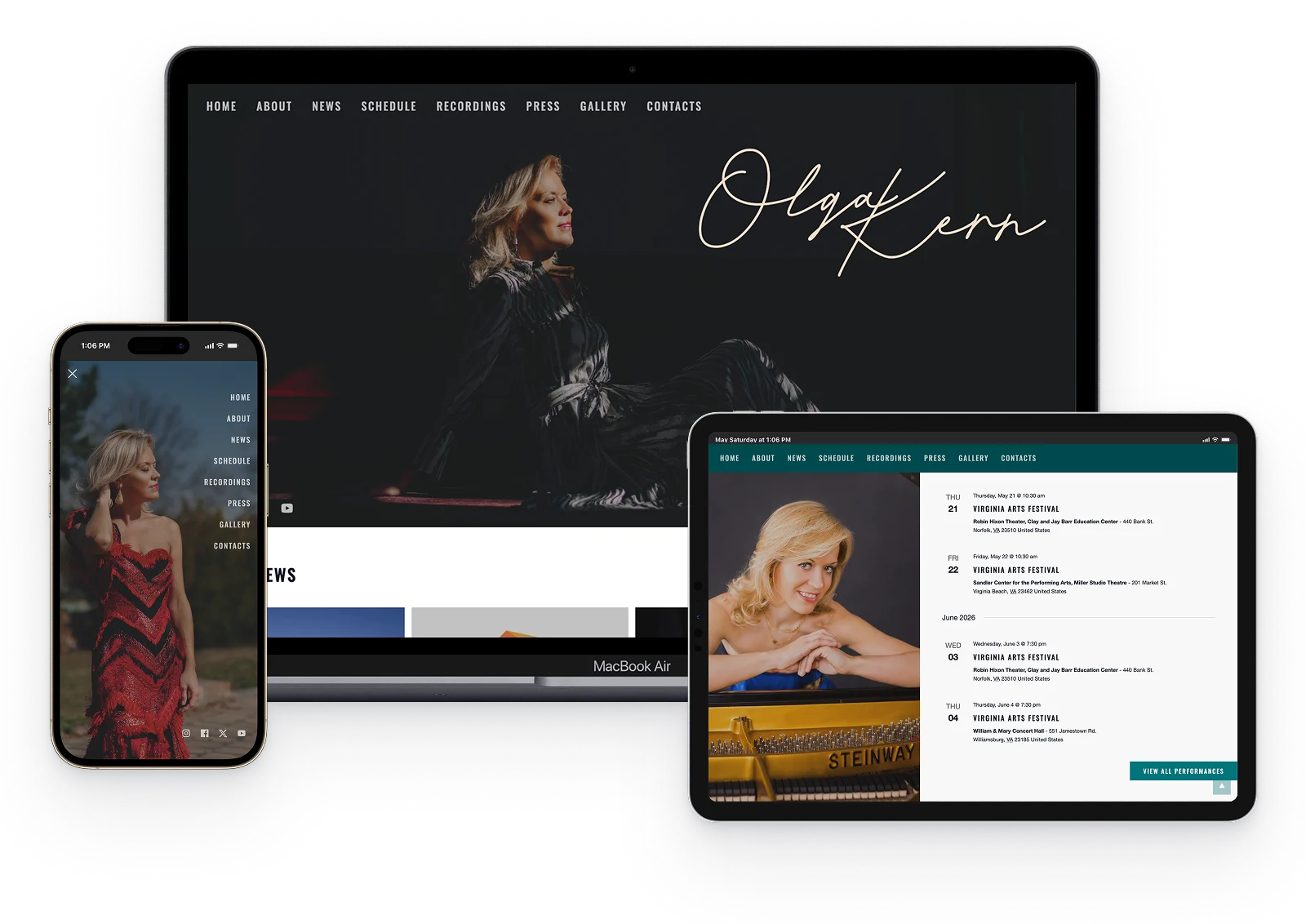 Olga Kern World-Class Pianist website mockup